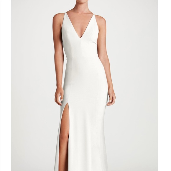 Dress the Population Dresses & Skirts - Dress The Population • Crepe V-neck Side Slit Gown